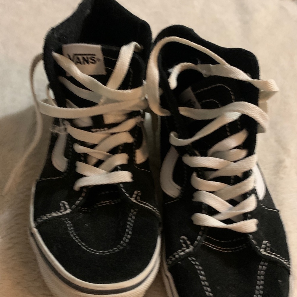 Vans Kids Black and White High-Top Sneakers